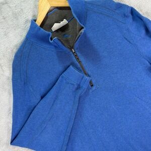 Tommy Bahama Men's Reversible 1/4 Zip Pullover Blue Gray Cotton Sweatshirt Sz XL